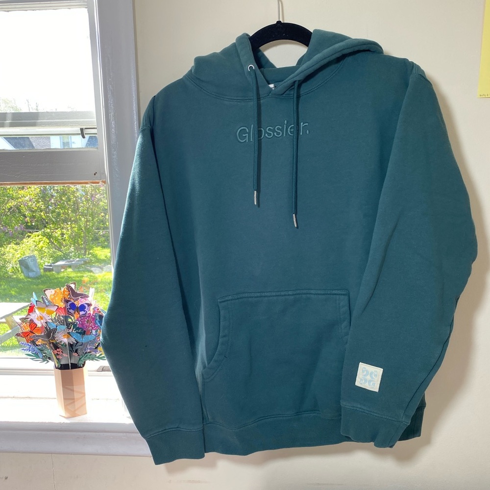 Limited edition green Glossier hoodie